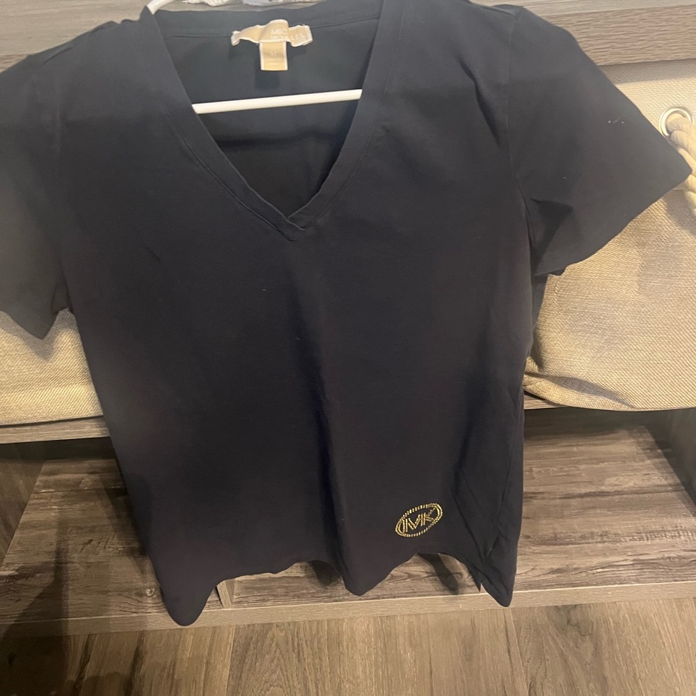 Michael Kors Navy V-Neck Short Sleeve Tee preloved
